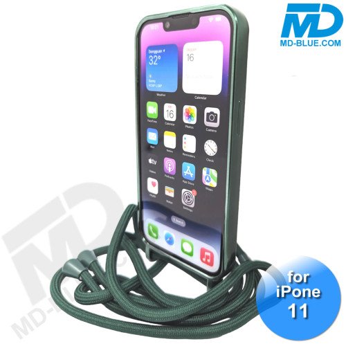 iPhone 11 Magsafe Hoesje - Transparant Siliconen - met lens bescherming en Koord  - Groen