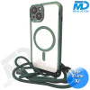 iPhone Xr Magsafe Hoesje - Transparant Siliconen - met lens bescherming en Koord  - Groen