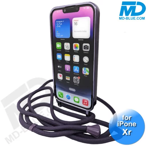 iPhone Xr Magsafe Hoesje - Transparant Siliconen - met lens bescherming en Koord  - Donker Paars