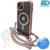 iPhone 11 Magsafe Hoesje - Transparant Siliconen - met lens bescherming en Koord  - Rose Goud