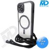 iPhone 11 Magsafe Hoesje - Transparant Siliconen - met lens bescherming en Koord  - Zwart