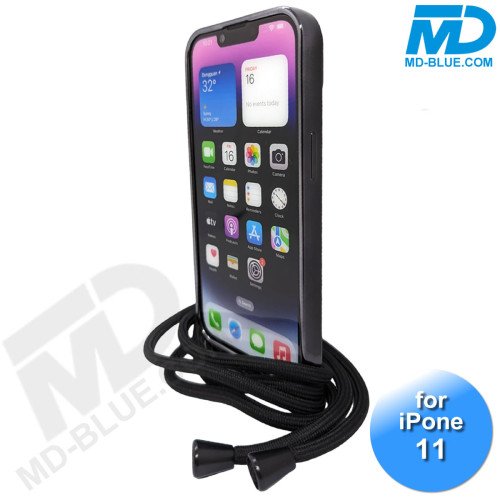 iPhone 11 Magsafe Hoesje - Transparant Siliconen - met lens bescherming en Koord  - Zwart