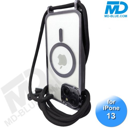 iPhone 13 Magsafe Hoesje - Transparant Siliconen - met lens bescherming en Koord - Zwart iPhone 13 Magsafe Hoesje - Transparant Siliconen - met lens bescherming en Koord - Zwart