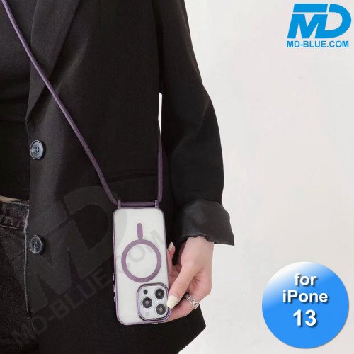 iPhone 13 Magsafe Hoesje - Transparant Siliconen - met lens bescherming en Koord  - Goud