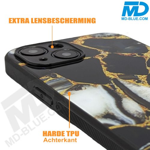 iPhone 15 Plus Back Cover Marmer Zwart iPhone 15 Plus Back Cover Marmer Zwart