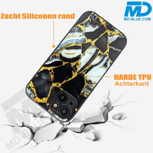 iPhone 15 Plus Back Cover Marmer Zwart iPhone 15 Plus Back Cover Marmer Zwart
