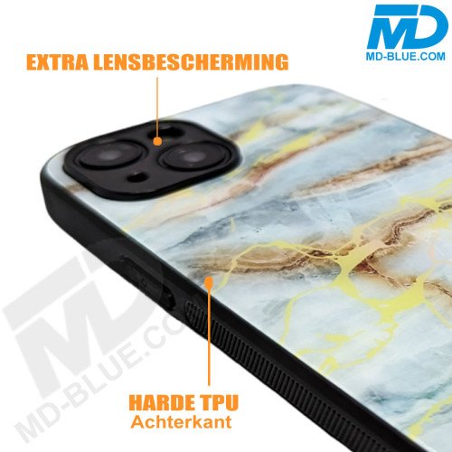 iPhone 14 Back Cover Marmer Licht Blauw