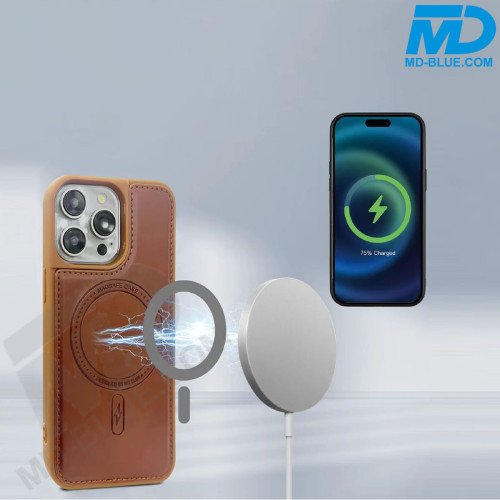 iPhone 13 en 14 Telefoonhoesje - Back Cover - Card Houder -Portemonnee - Magsafe - 2 in 1 - Bruin