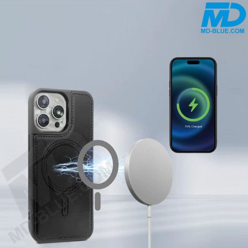 iPhone 13 en 14 Telefoonhoesje - Back Cover - Card Houder -Portemonnee - Magsafe - 2 in 1 - Zwart  