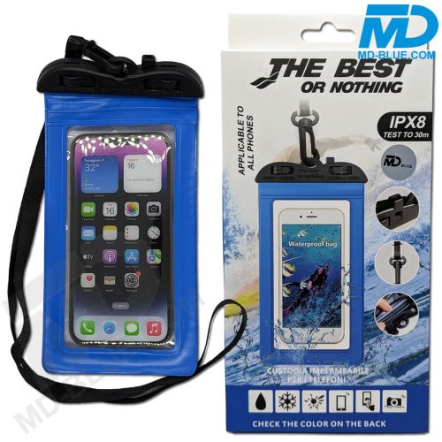 Waterdicht Telefoonhoesje met koord Universeel - Blauw