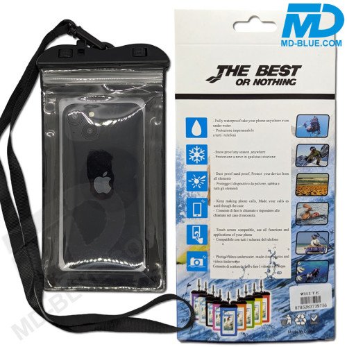 Waterdicht Telefoonhoesje met koord Universeel - Zwart Waterdicht Telefoonhoesje met koord Universeel - Zwart