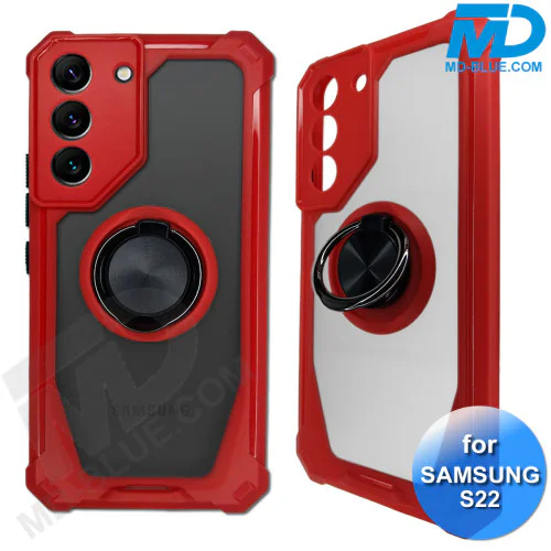 Samsung S22 Telefoonhoesje - Back Cover - Antishock - Rood Transparant 