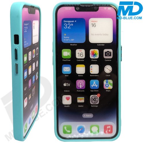 Back Cover Siliconen met metalen rand Lens bescherming Sky Blue