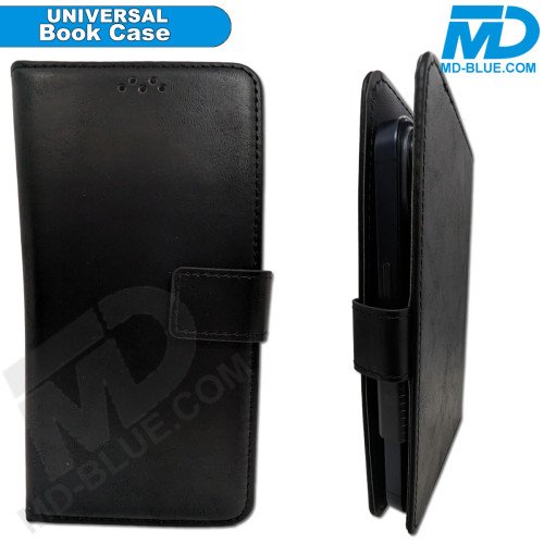 Universeel Book Hoesje Zwart met Klem Houder - 6.5 inch