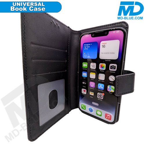 Universeel Book Hoesje Zwart met Klem Houder - 6.5 inch