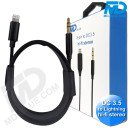 MDblue - Jack Kabel 3.5 mm - AUX Kabel - Male to Lightning - voor iPhone - Zwart