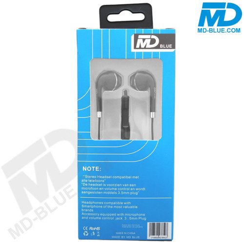 MDblue - In Ear - Stereo Headset - Oortjes - 3.5mm jack - Zwart