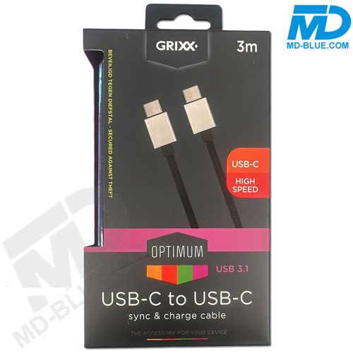 Grixx - Oplaadkabel - USB C naar USB C Connection - 3 meter
