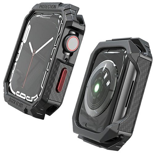 Bumper - Hoesje - voor Apple Watch 45 mm - Zwart / Rood