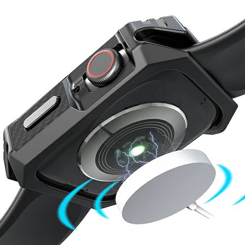 Bumper - Hoesje - voor Apple Watch 45 mm - Zwart / Rood