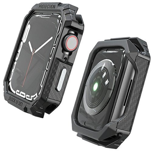 Bumper - Hoesje - voor Apple Watch 41 mm - Zwart / Zilver