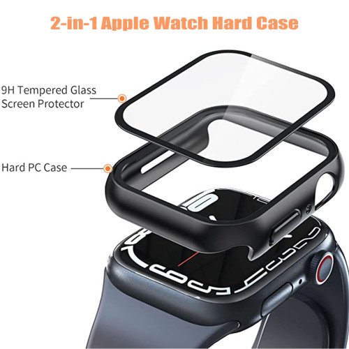 Apple Watch Screenprotector - Case - voor Apple Watch Series 10 - 42 mm- Zwart