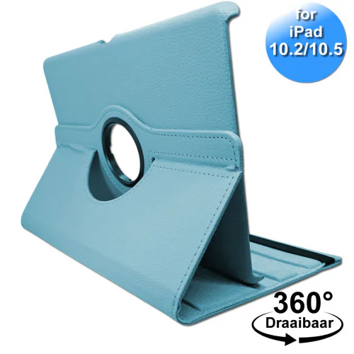 MDblue Tablethoes iPad 10.2 / 10.5 – 360° Draaibaar, Sky Blue, Schokbestendig & Standaardfunctie - Hemelsblauw