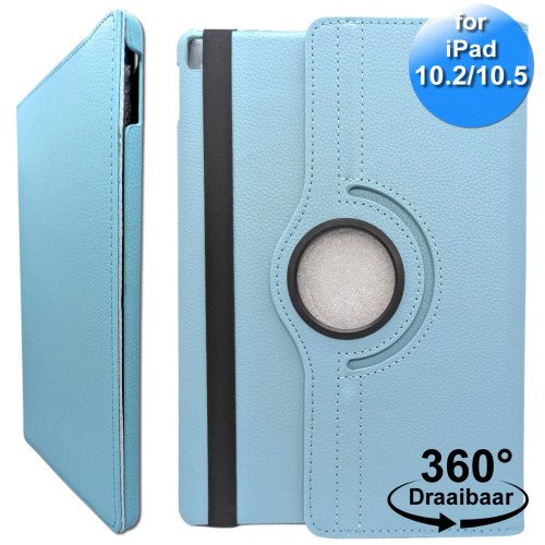 MDblue Tablethoes iPad 10.2 / 10.5 – 360° Draaibaar, Sky Blue, Schokbestendig & Standaardfunctie - Hemelsblauw