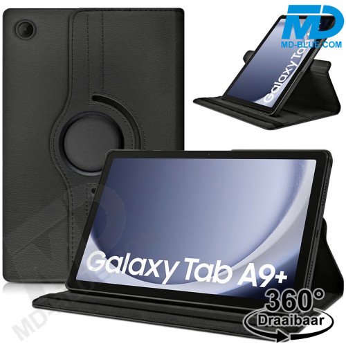 MDblue 360° Draaibare Tablethoes voor Samsung Galaxy Tab A9 Plus – Zwart