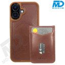 MDblue iPhone 17 Air Backcover 2 in 1 Hoesje Bruin met Afneembare MagSafe Pashouder – 4 Pasjes