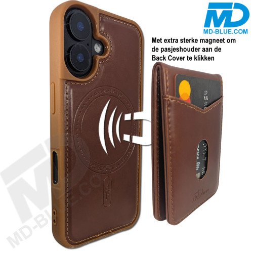 MDblue iPhone 17 Air Backcover 2 in 1 Hoesje Bruin met Afneembare MagSafe Pashouder – 4 Pasjes MDblue iPhone 17 Air Backcover 2 in 1 Hoesje Bruin met Afneembare MagSafe Pashouder – 4 Pasjes