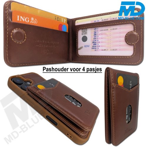 MDblue iPhone 17 Air Backcover 2 in 1 Hoesje Bruin met Afneembare MagSafe Pashouder – 4 Pasjes MDblue iPhone 17 Air Backcover 2 in 1 Hoesje Bruin met Afneembare MagSafe Pashouder – 4 Pasjes