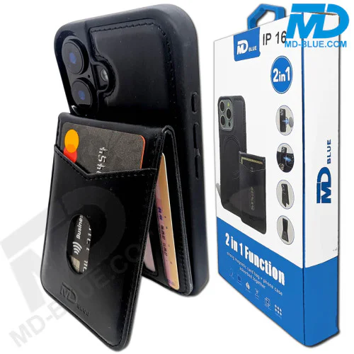 iPhone 16 Telefoonhoesje - Back Cover - Magsafe Compatible met Pasjes Houder- 2 in 1 - Zwart  