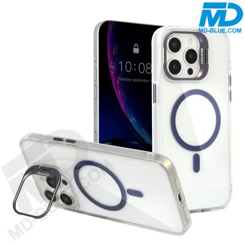 MDblue Transparant Paars Hoesje met MagSafe Ring & Kickstand – iPhone 17 Pro Max