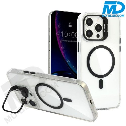 MDblue Transparant Zwart Hoesje met MagSafe Ring & Kickstand – iPhone 17 Pro