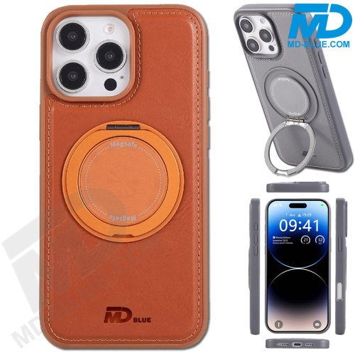 MDblue Premium Backcover Hoesje – Bruin – iPhone 17 Pro Max – MagSafe Kickstand Ring 360°