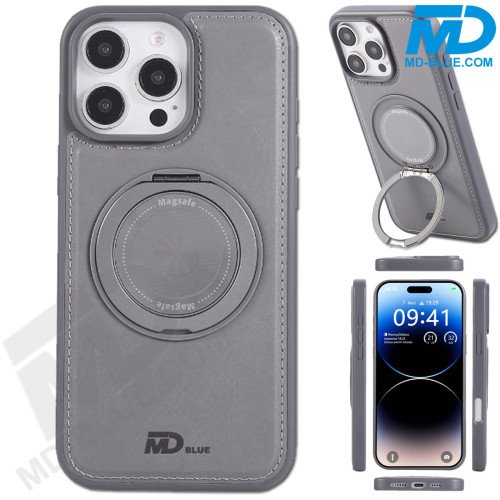 MDblue Premium Backcover Hoesje – Grijs – iPhone 17 Pro Max – MagSafe Kickstand Ring 360°