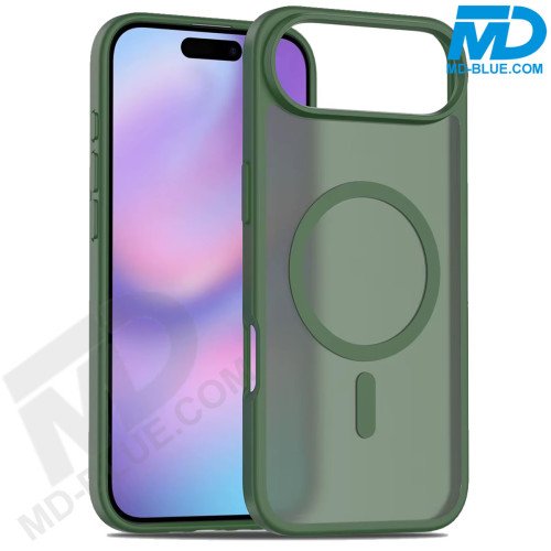 MDblue Transparant Groene Frosted Hoesje – iPhone 17 Pro – Met MagSafe Ring
