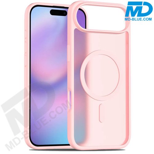MDblue Transparant Roze Frosted Hoesje – iPhone 17 Pro Max – Met MagSafe Ring