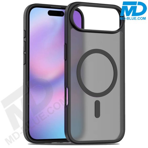 MDblue Transparant Zwart Frosted Hoesje – iPhone 17 Pro Max – Met MagSafe Ring