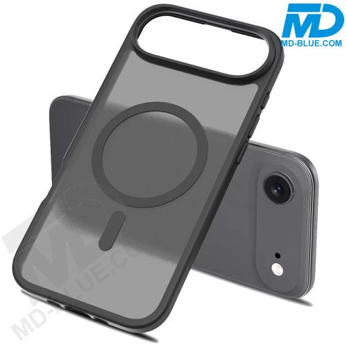 MDblue Transparant Zwart Frosted Hoesje – iPhone 17 Pro Max – Met MagSafe Ring