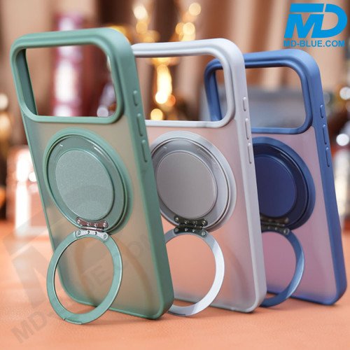 MDblue Transparant Frosted Blauw Hoesje met MagSafe Ring & Kickstand – iPhone 17 Pro Max MDblue Transparant Frosted Blauw Hoesje met MagSafe Ring & Kickstand – iPhone 17 Pro Max