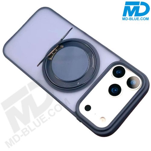 MDblue Transparant Frosted Blauw Hoesje met MagSafe Ring & Kickstand – iPhone 17 Air