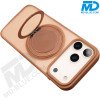 MDblue Transparant Frosted Bruin Hoesje met MagSafe Ring & Kickstand – iPhone 17 Pro Max