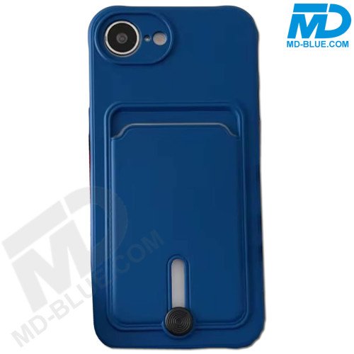 MDblue Premium Blauw Siliconen Hoesje met Kaartvak & Schuifje – iPhone 17 Air