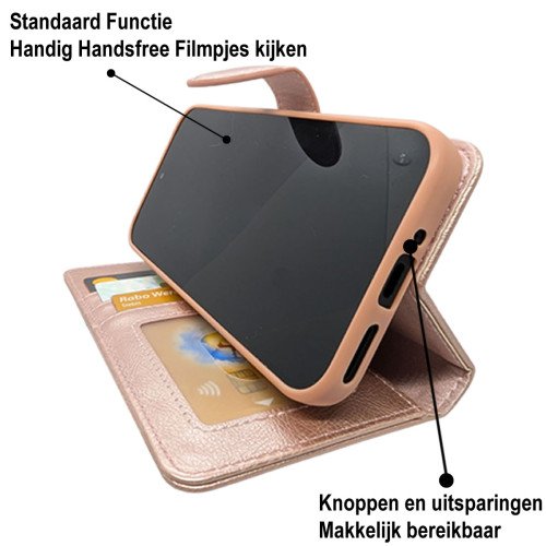 Google Pixel 9 - Telefoonhoesje - Book Case - Rosé Goud