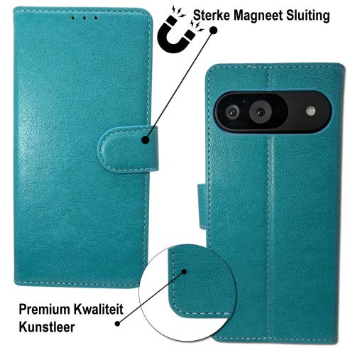 MDblue - Google Pixel 9 -Telefoonhoesje - Book Case - Licht Blauw