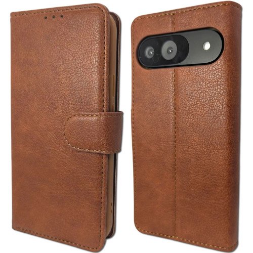 MDblue - Google Pixel 9 - Telefoonhoesje - Book Case  - Bruin