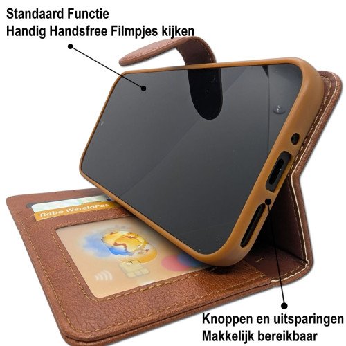 MDblue - Google Pixel 9 - Telefoonhoesje - Book Case  - Bruin