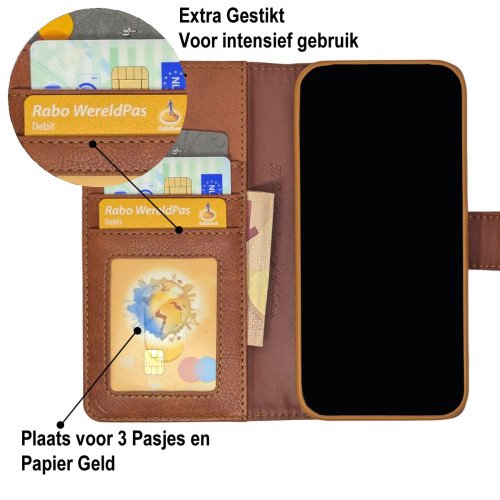 MDblue - Google Pixel 9 - Telefoonhoesje - Book Case  - Bruin